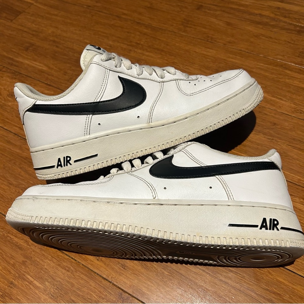 Nike White and Black Air Force 1 Sneakers